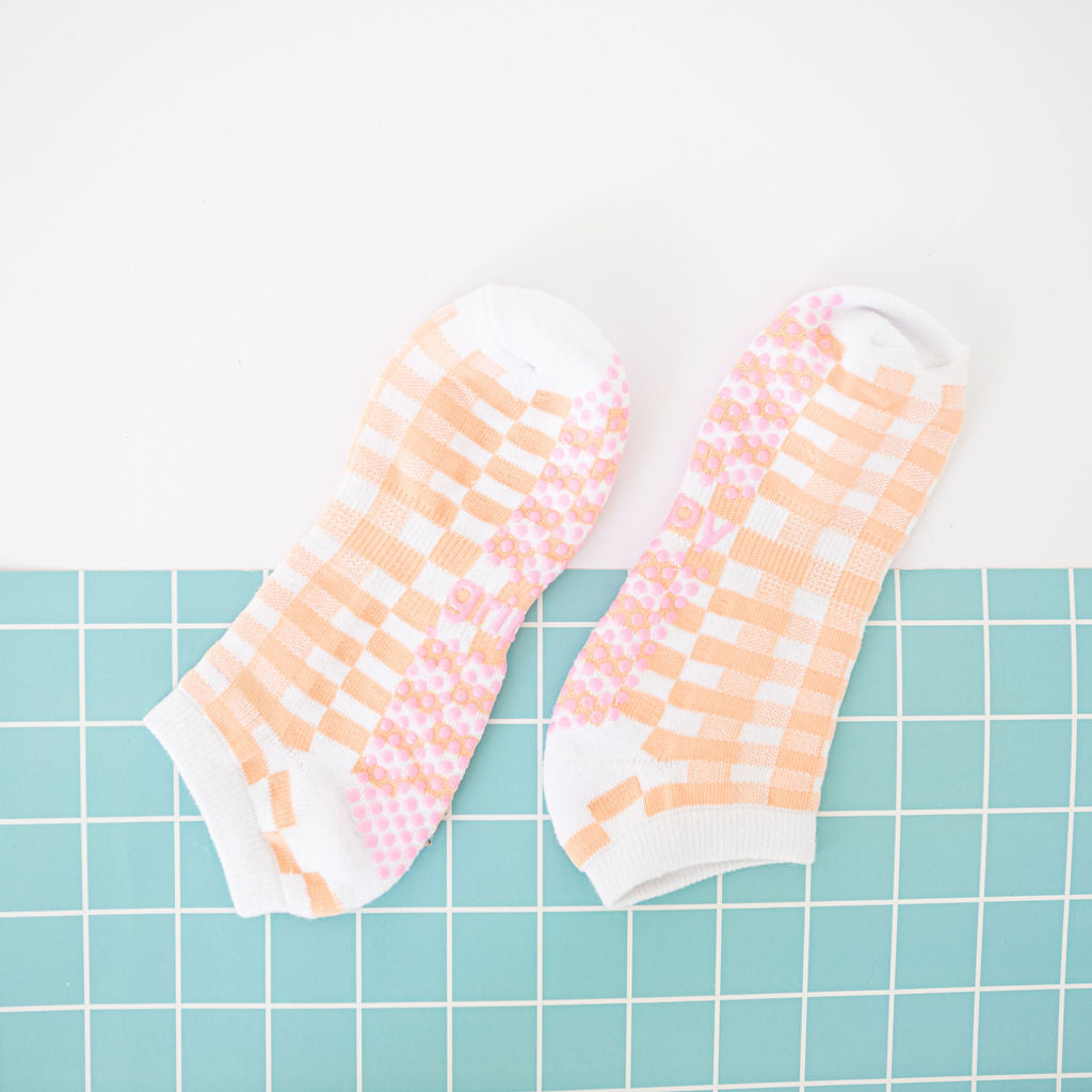 Gingham Ankle Grippy Socks