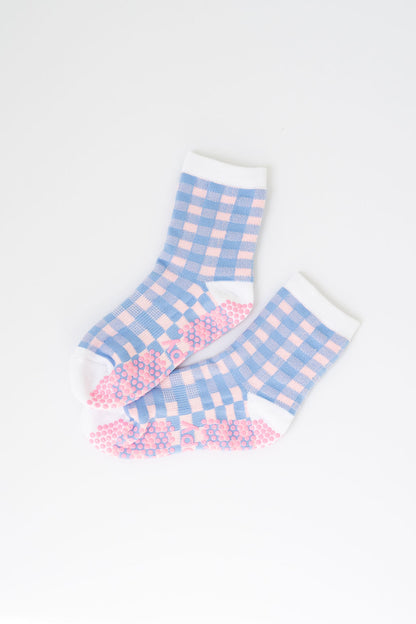 Rainbow Gingham Grippy Socks