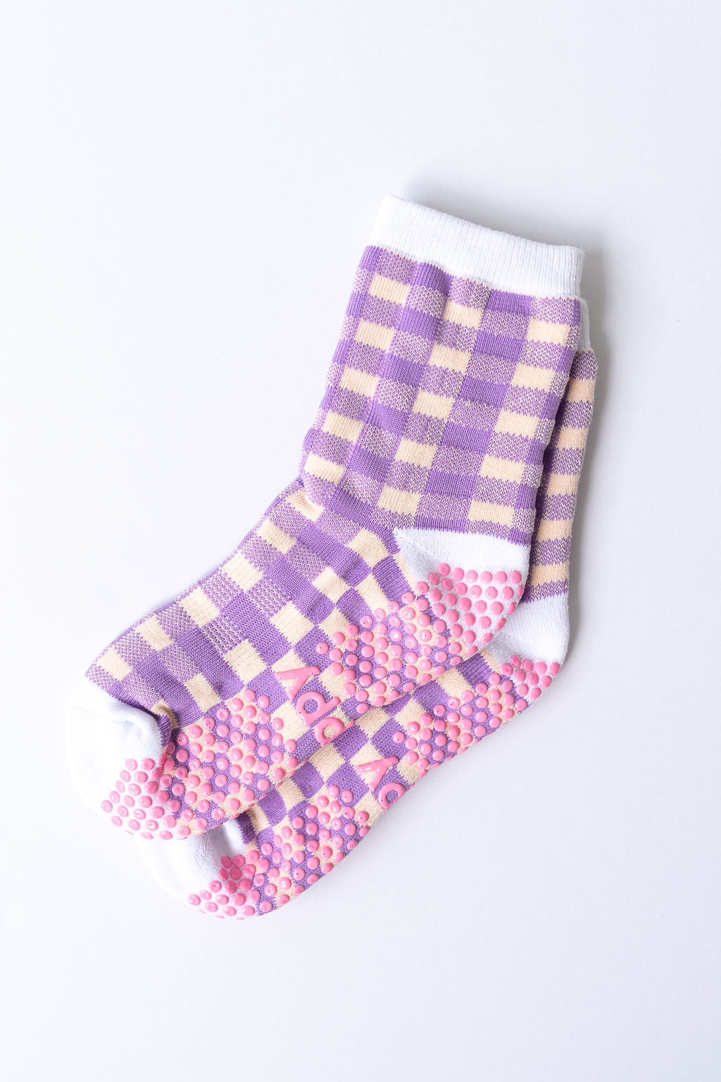 Rainbow Gingham Grippy Socks